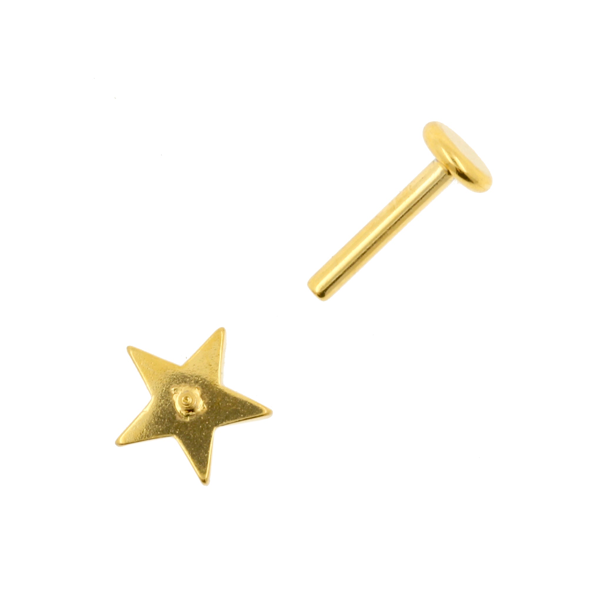 Surgical Steel Zirconia Labret Stud - Star Gold