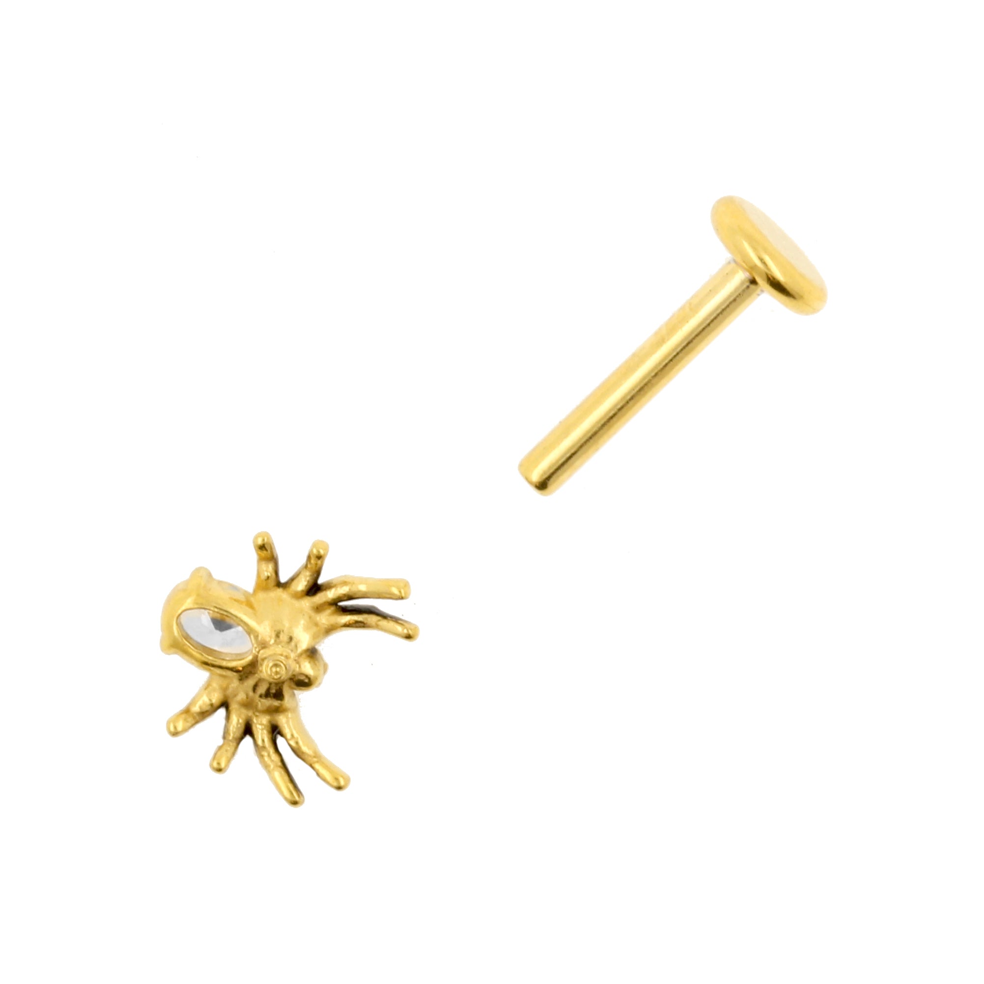 Surgical Steel Zirconia Labret Stud - Spider Gold