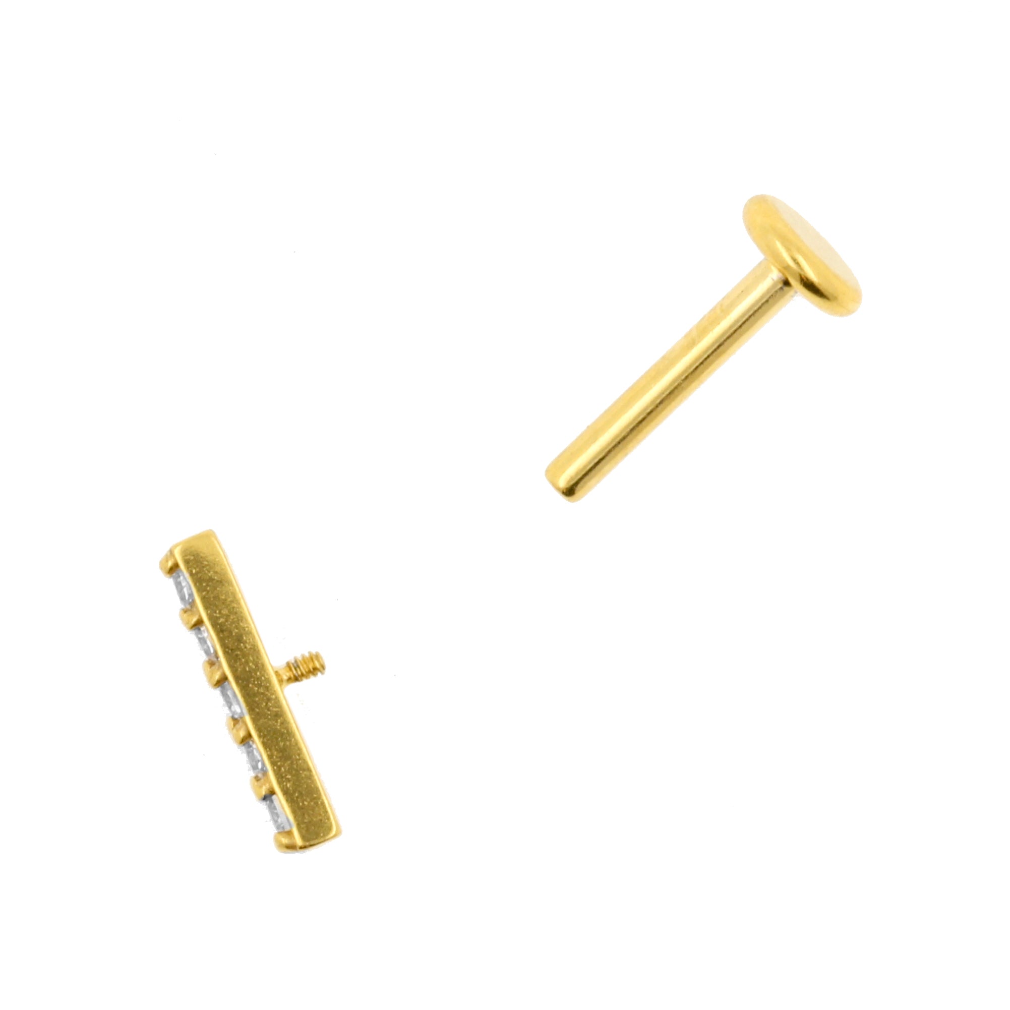 Surgical Steel Zirconia Labret Stud - 5 Gems Gold