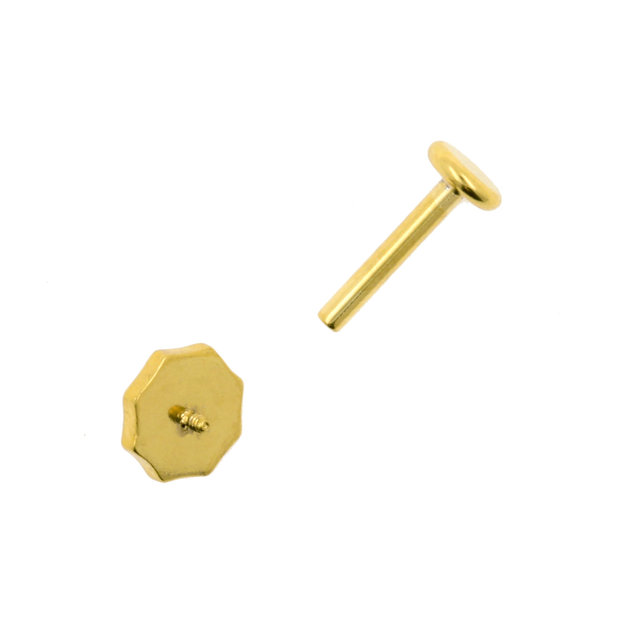 Surgical Steel Zirconia Labret Stud - Hexagon Gold