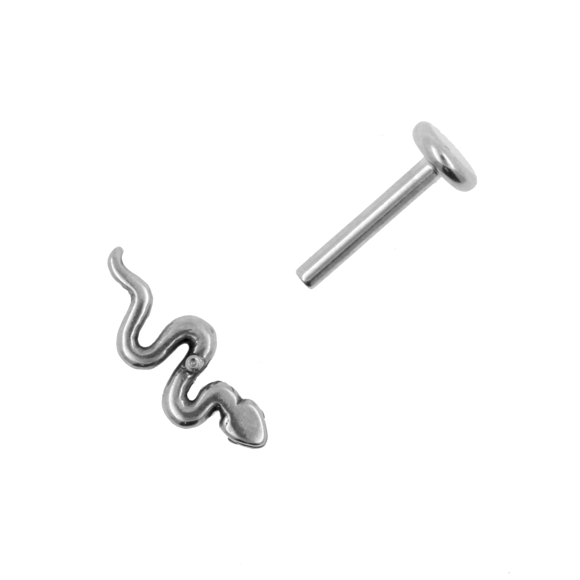 Surgical Steel Labret Stud - Snake Silver