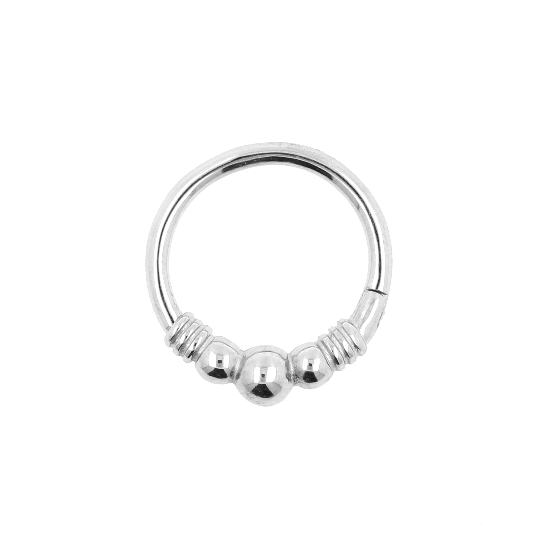 Surgical Steel Click Ring - 3 Balls Silver