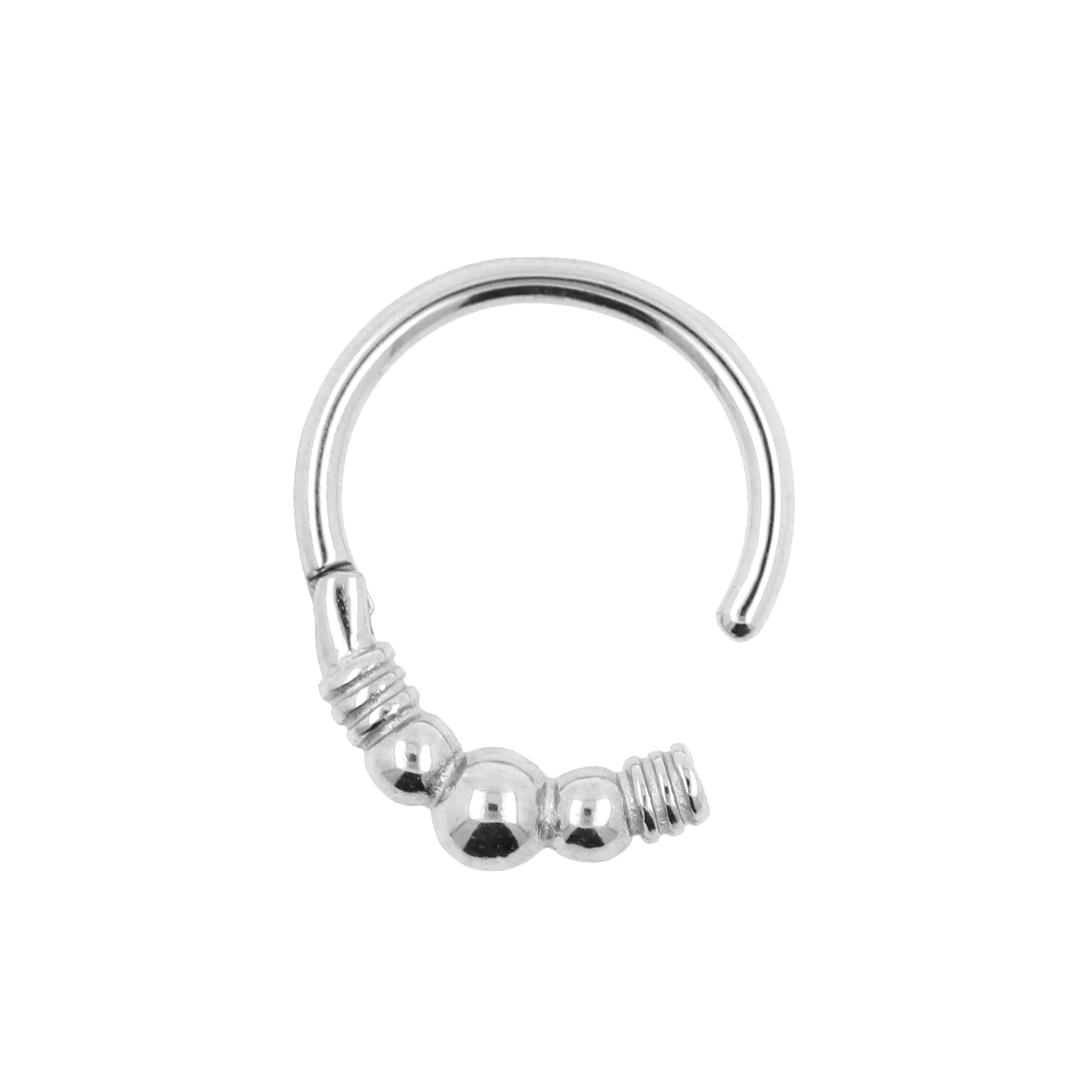 Surgical Steel Click Ring - 3 Balls Silver