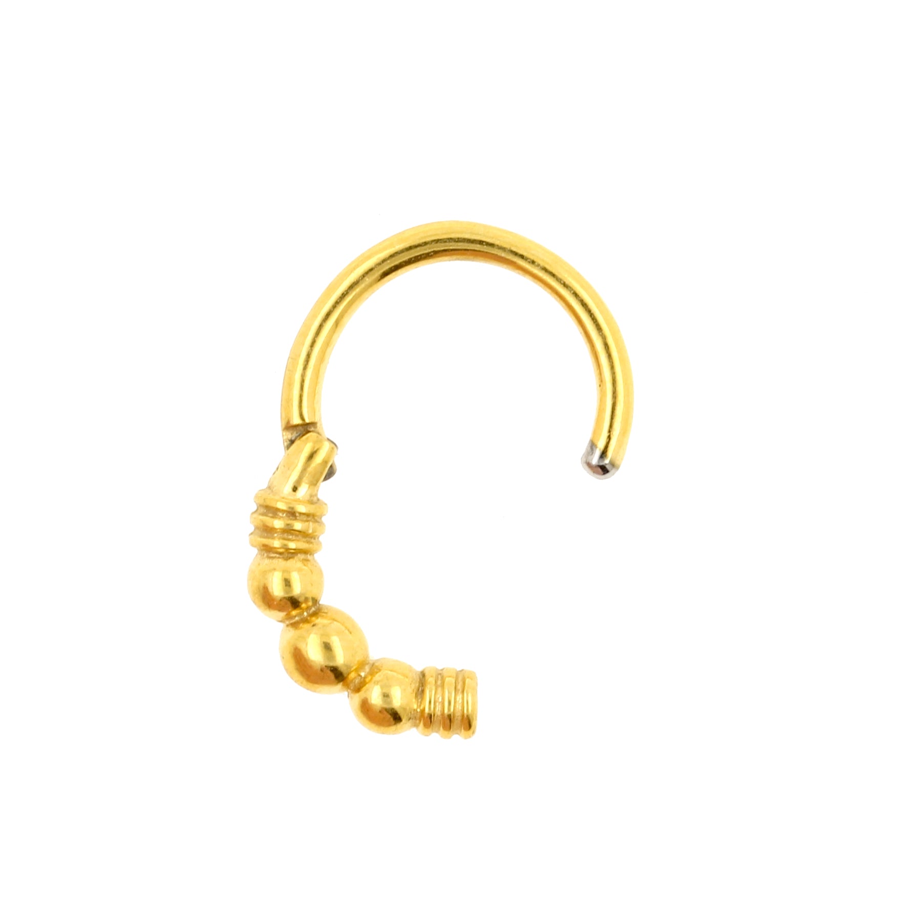 Surgical Steel Click Ring - 3 Balls Gold