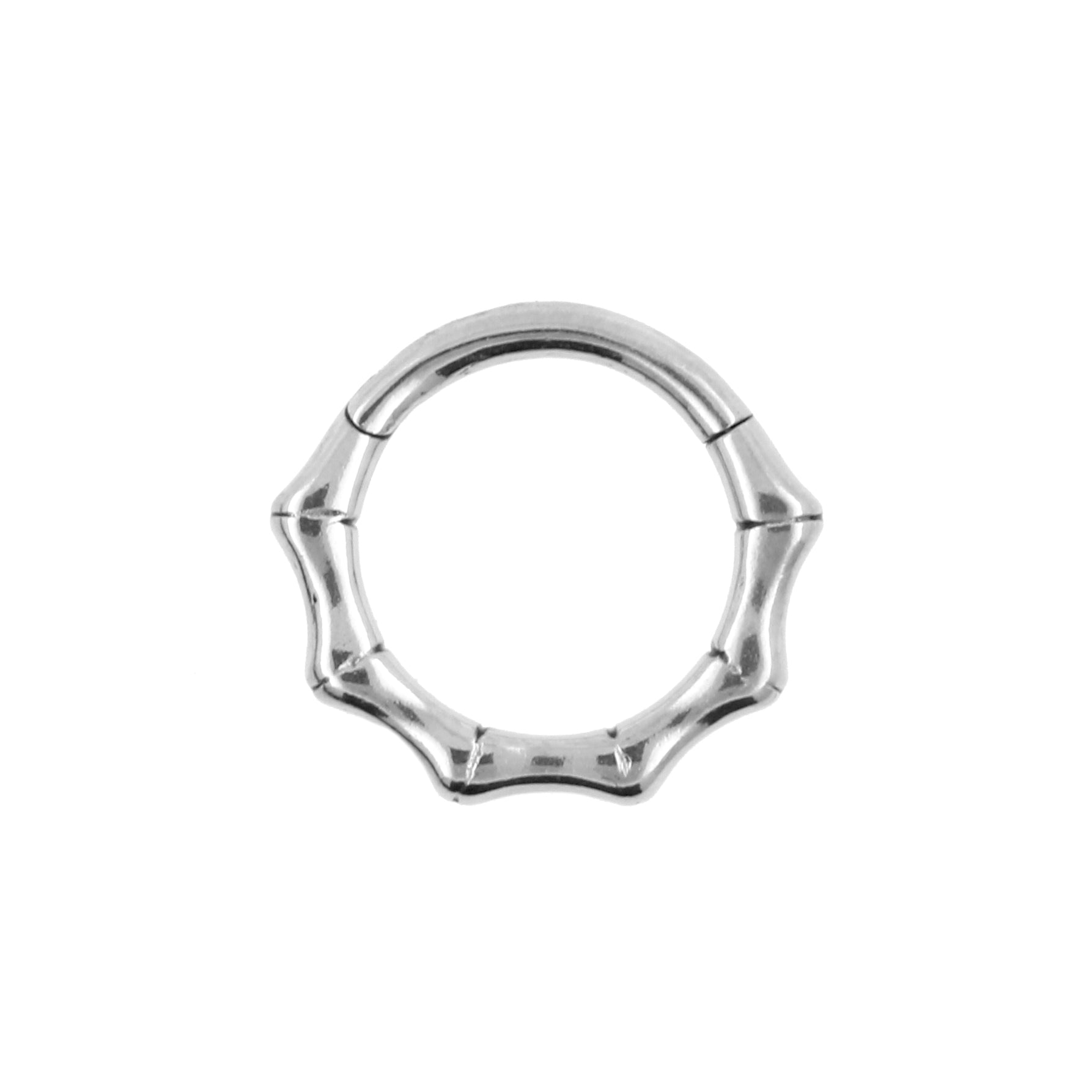 Surgical Steel Click Ring Bamboo Silver