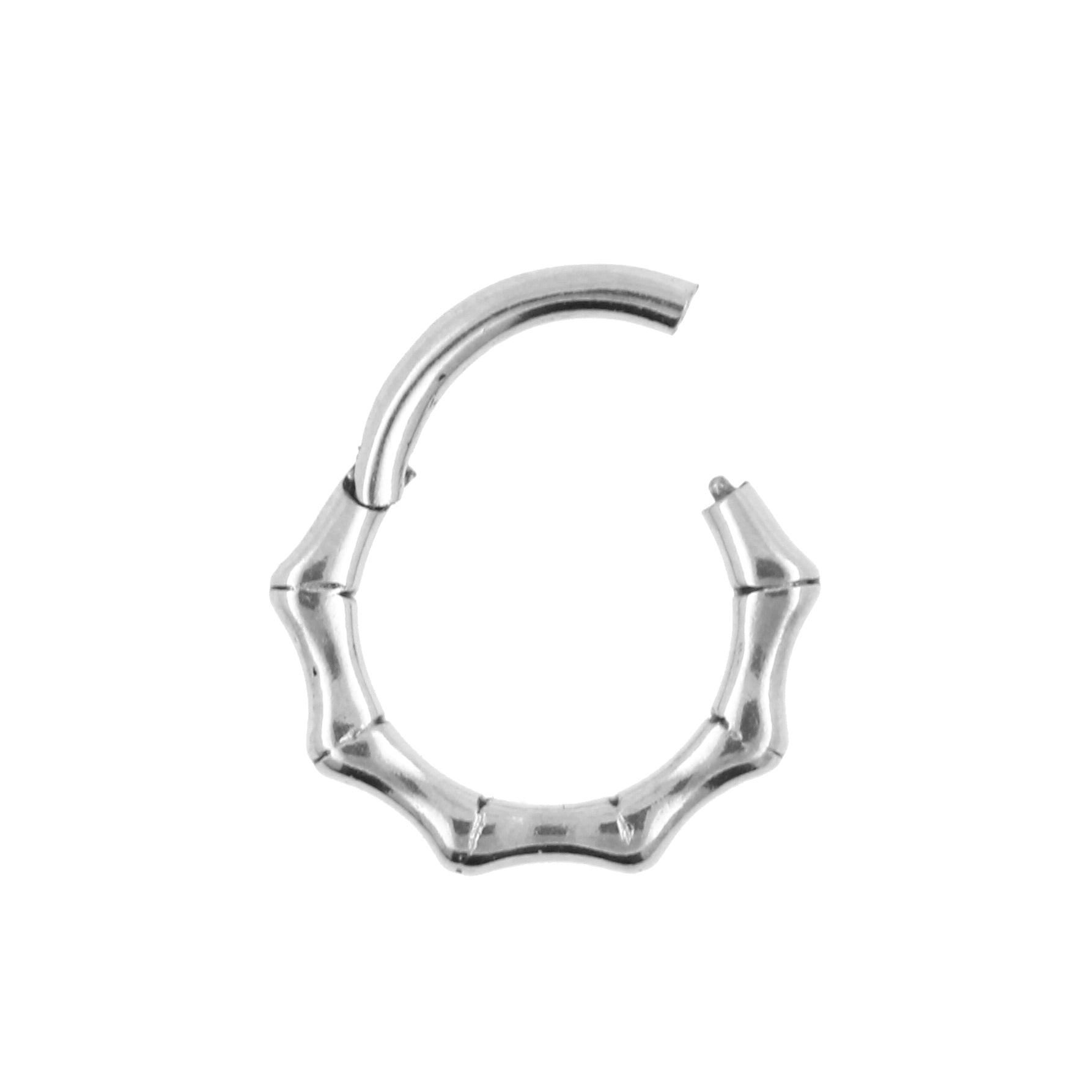 Surgical Steel Click Ring Bamboo Silver