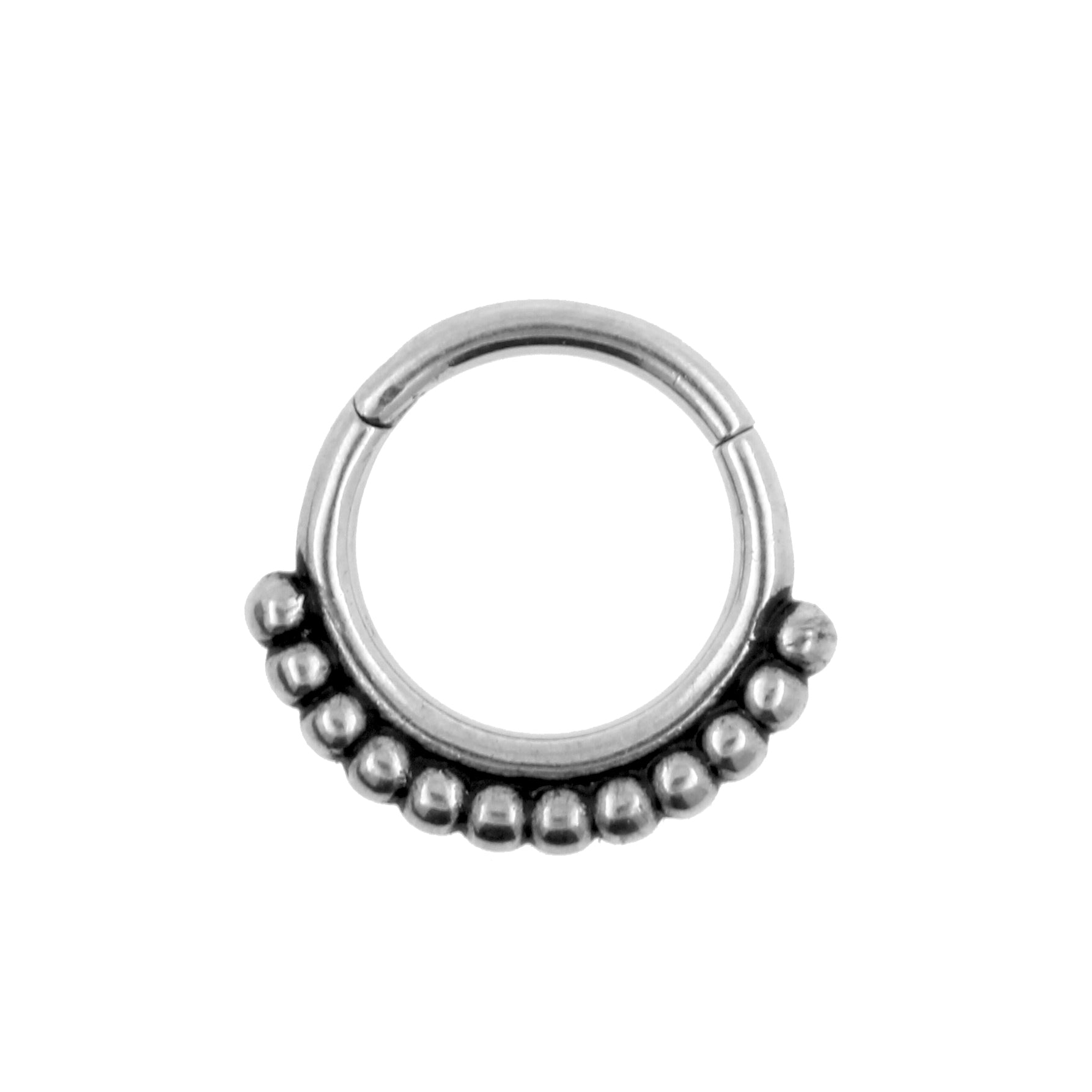 Surgical Steel Click Ring - Vintage Dots Silver