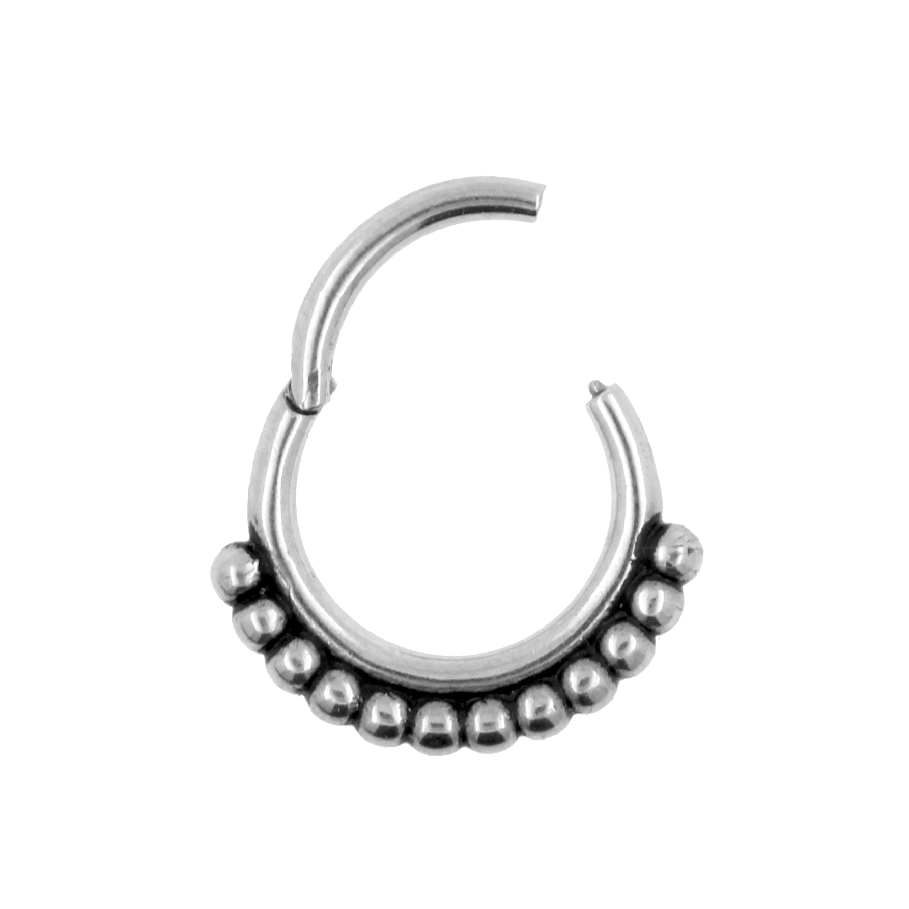 Surgical Steel Click Ring - Vintage Dots Silver