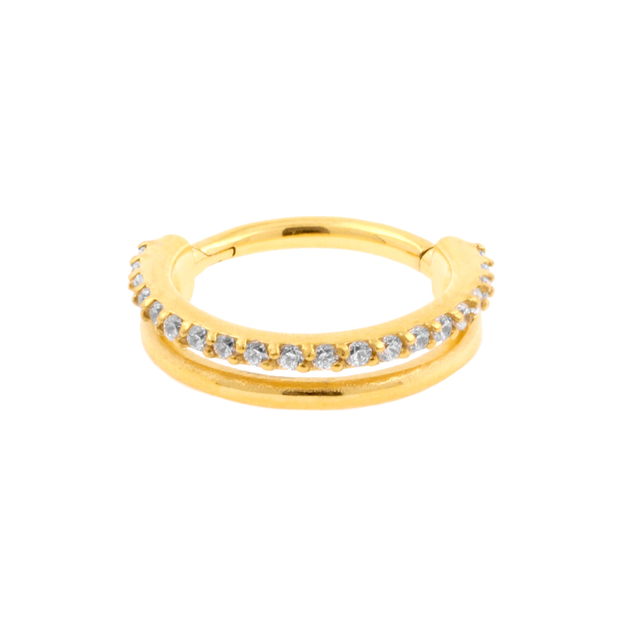 Surgical Steel Double Click Ring - Zirconia Gold