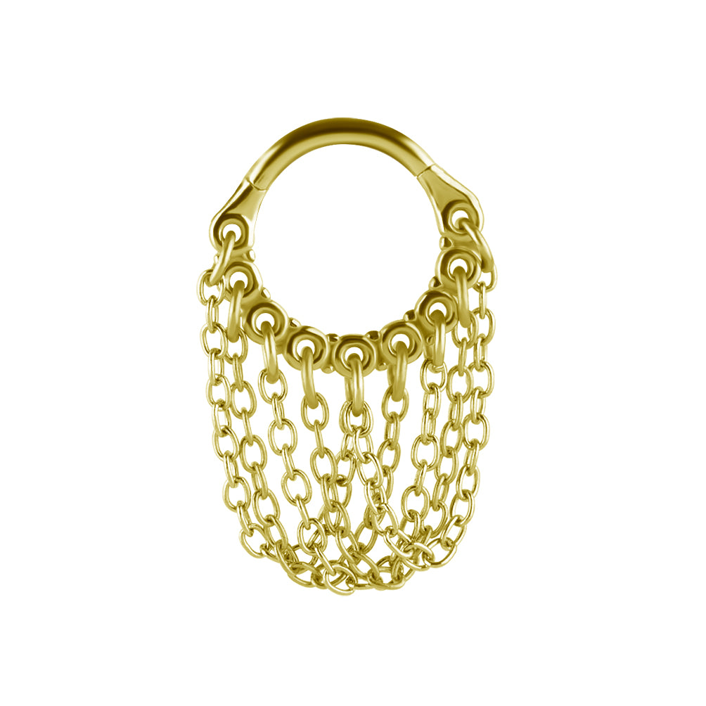 Surgical Steel Click Ring With Chain Gold