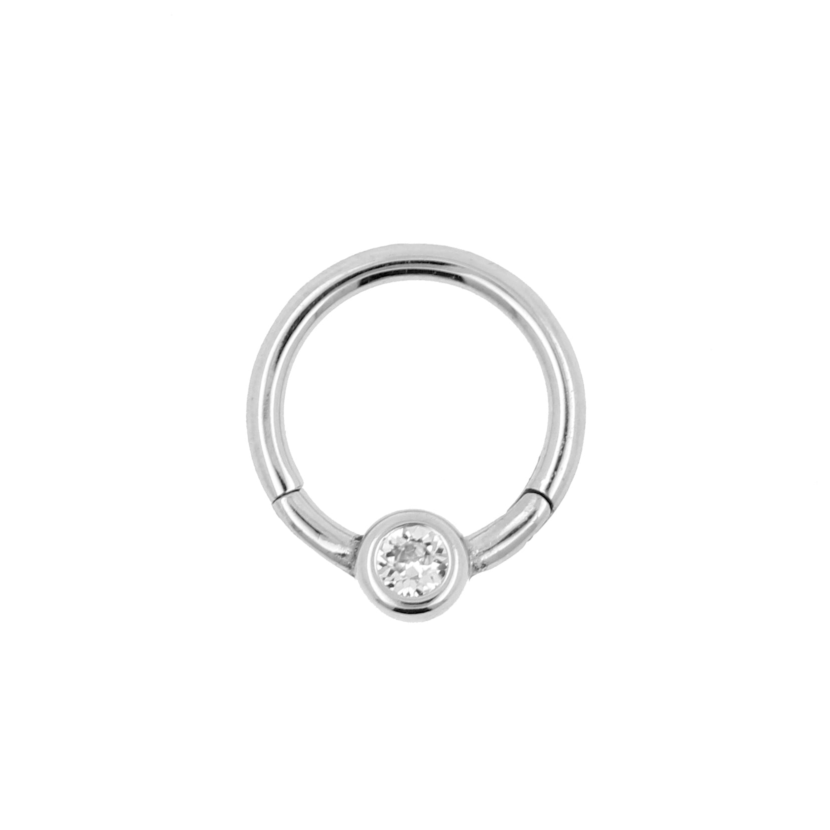 Surgical Steel Jewelled Smile Click Ring Silver