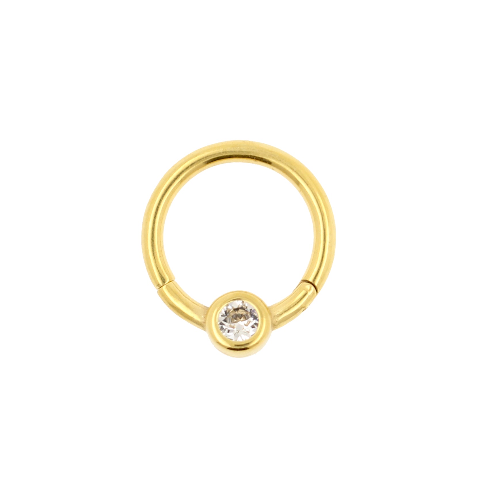 Surgical Steel Jewelled Smile Click Ring Gold