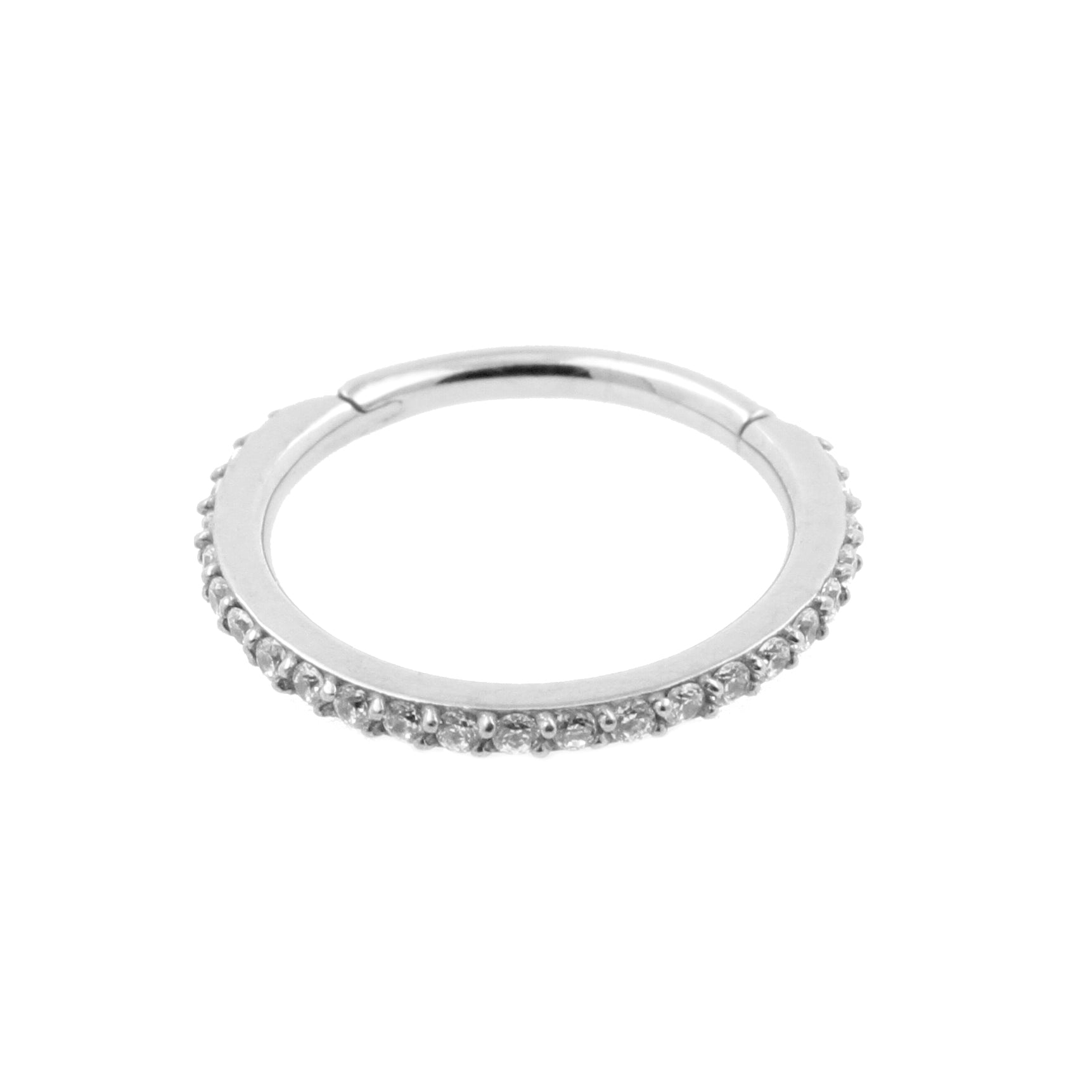 Surgical Steel Click Ring With Zirkonia Silver