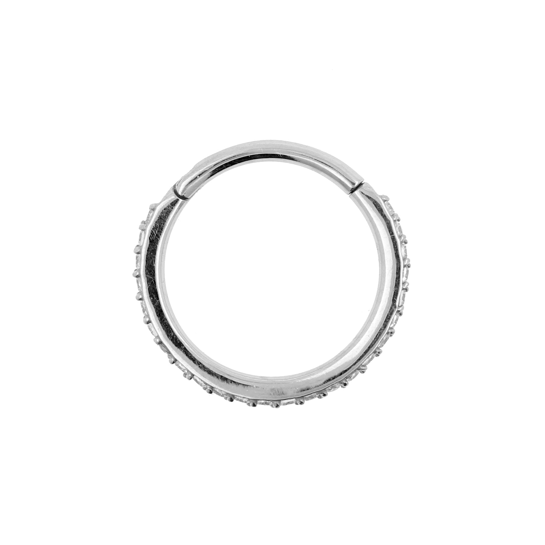 Surgical Steel Click Ring With Zirkonia Silver