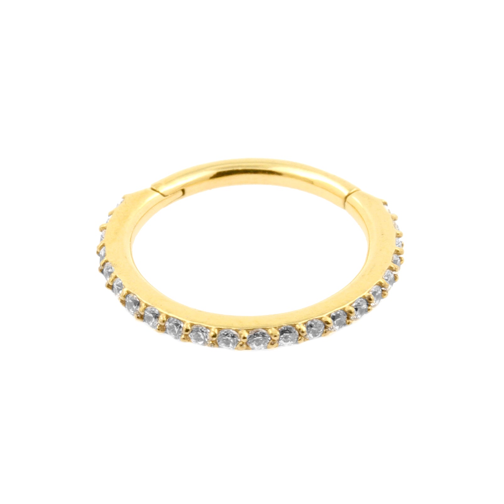 Surgical Steel Click Ring With Zirkonia Gold