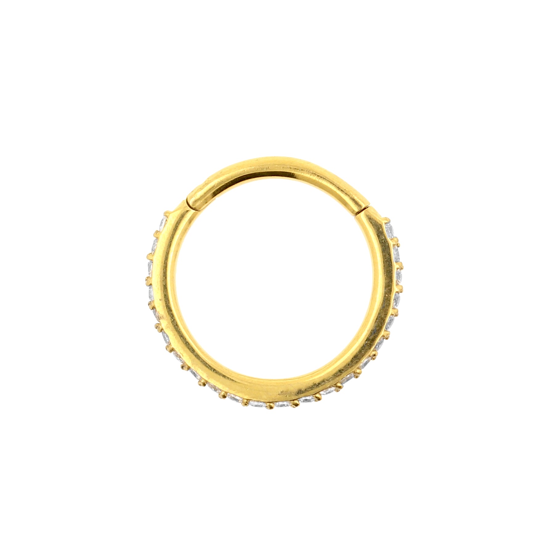 Surgical Steel Click Ring With Zirkonia Gold