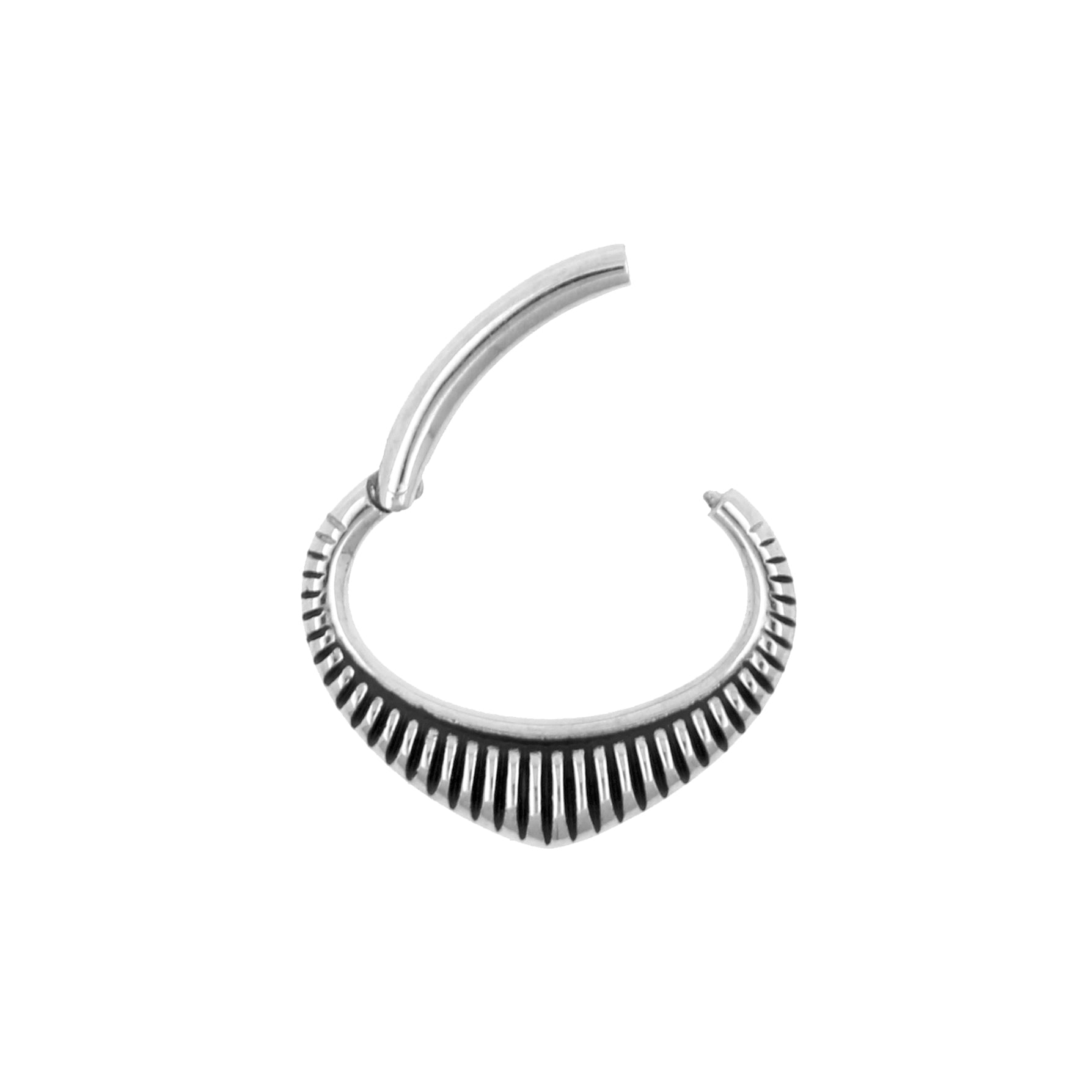 Surgical Steel Daith Clicker - Lined Teardrop Silver