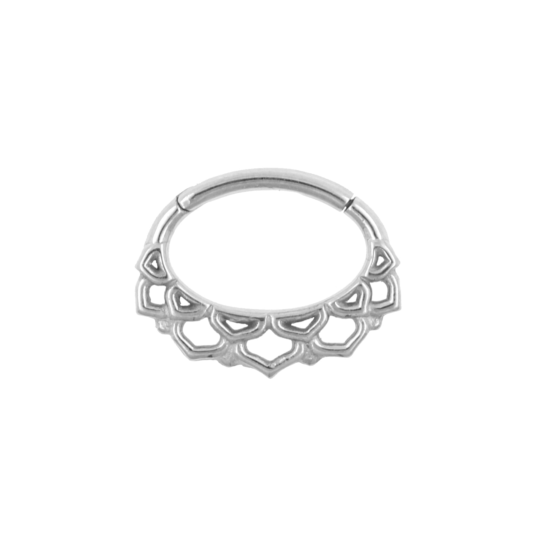 Surgical Steel Daith Clicker - Ornamental Lotus Silver