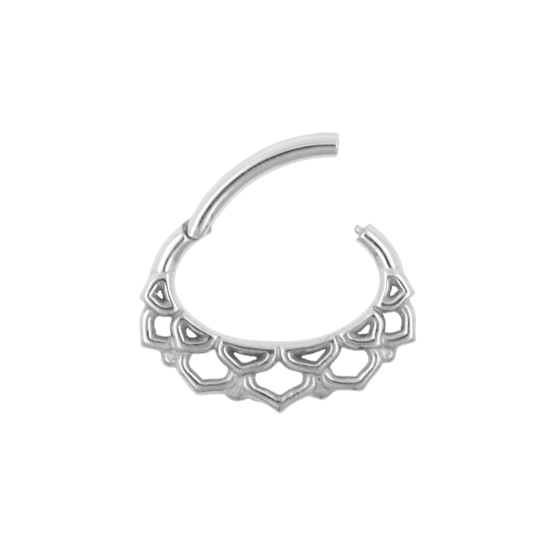 Surgical Steel Daith Clicker - Ornamental Lotus Silver