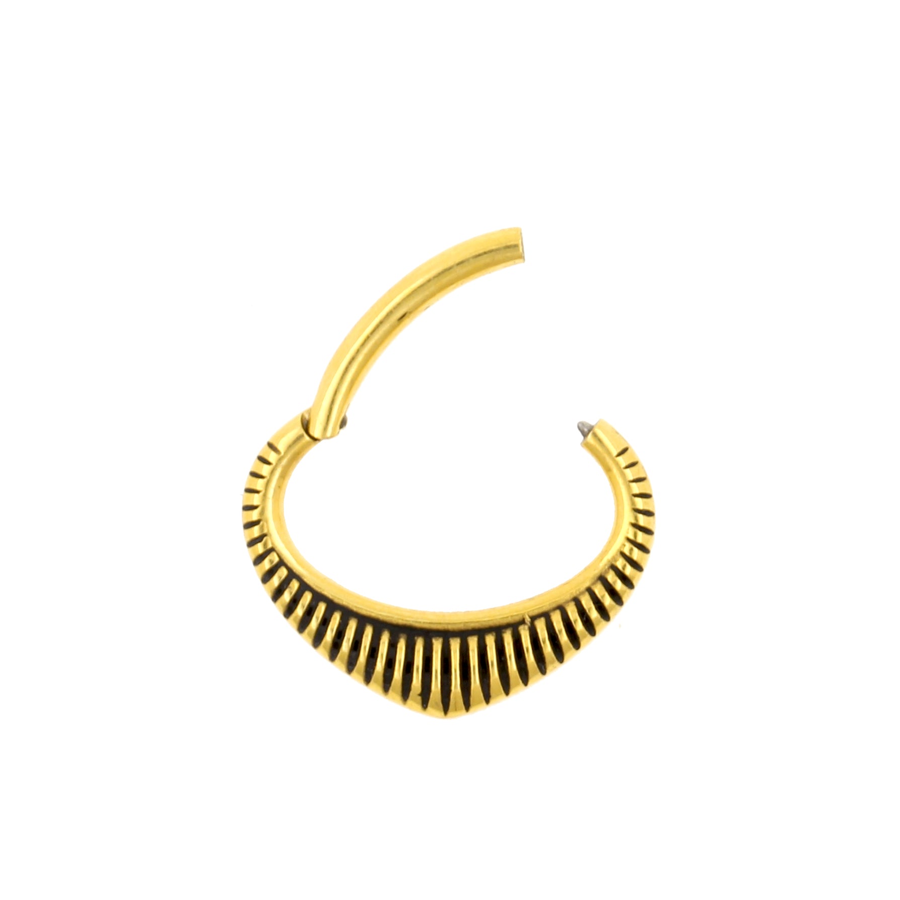 Surgical Steel Daith Clicker - Lined Teardrop Gold