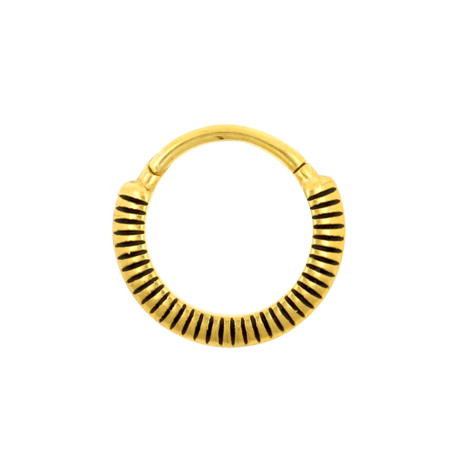 Surgical Steel Click Ring - Lined Gold