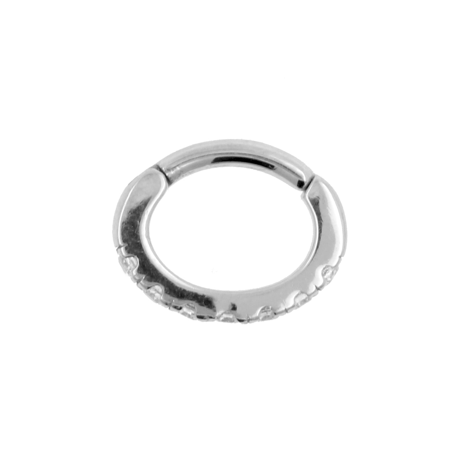 Chirurgisch Stalen Ovale Clickring Met Zirkonia Voor Rookpiercings Clear