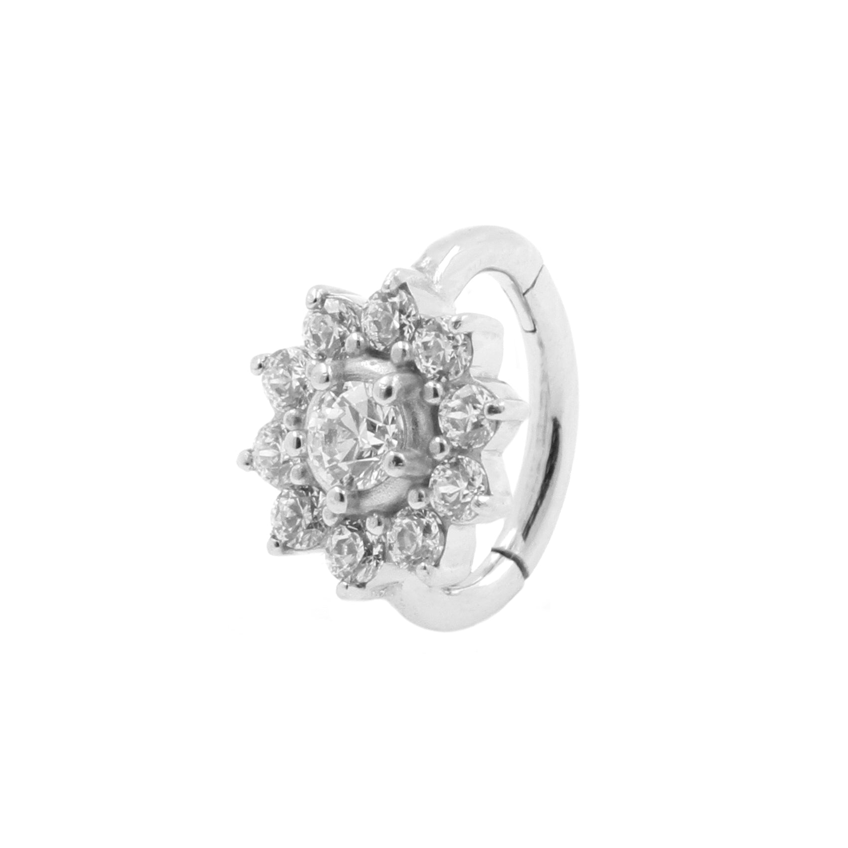 Nikkelvrij Stalen Rook Clicker - Zirconia Flower Clear / Clear