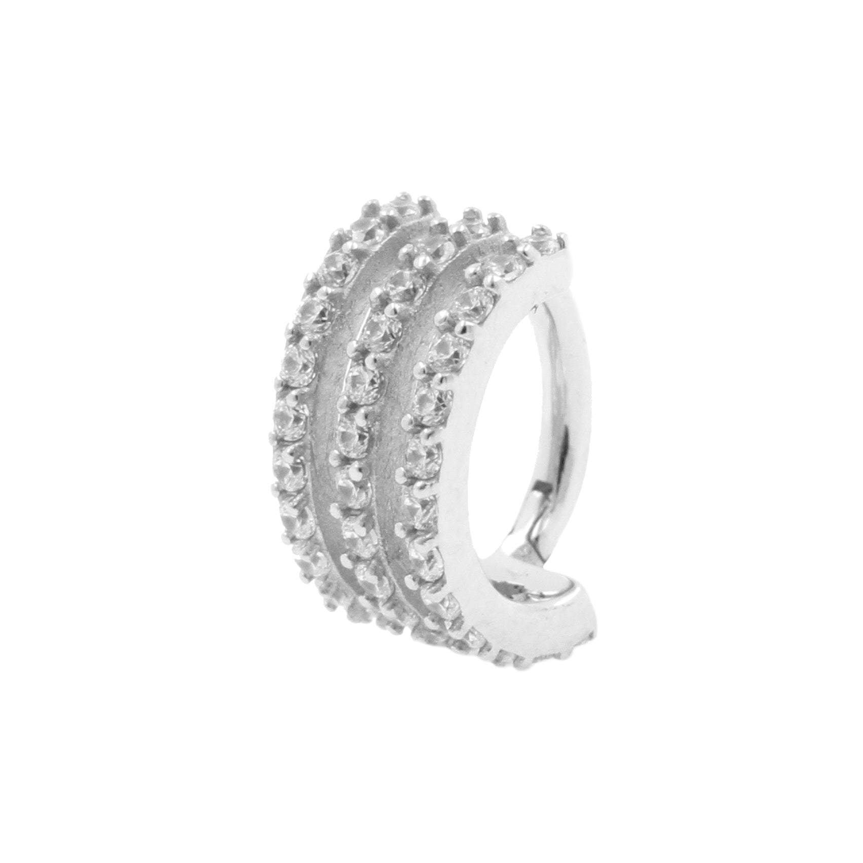 Nickel-Free Stainless Steel Rook Clicker - Triple Ring Silver