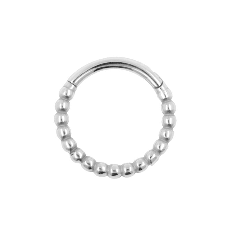 Nickel-Free Stainless Steel Click Ring - Dots Silver