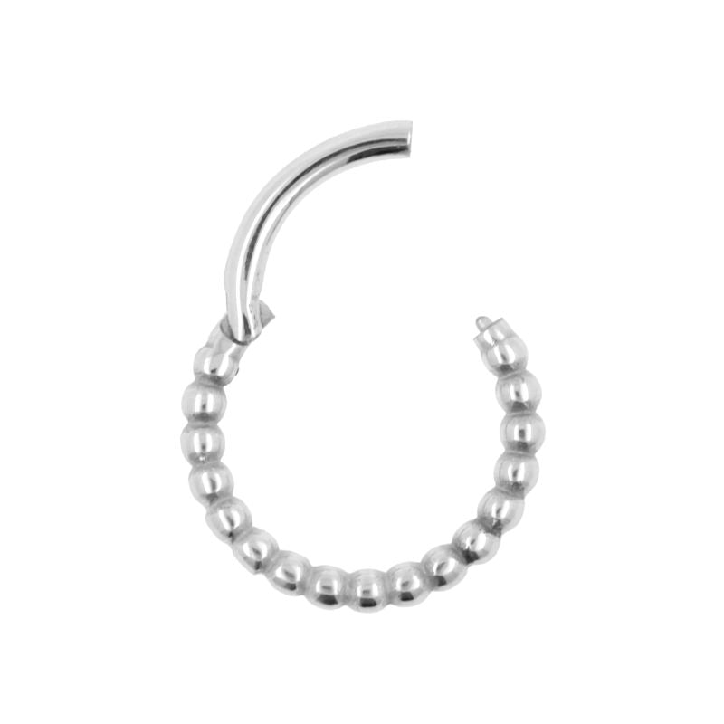 Nickel-Free Stainless Steel Click Ring - Dots Silver