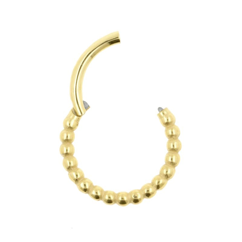 Nickel-Free Stainless Steel Click Ring - Dots Gold