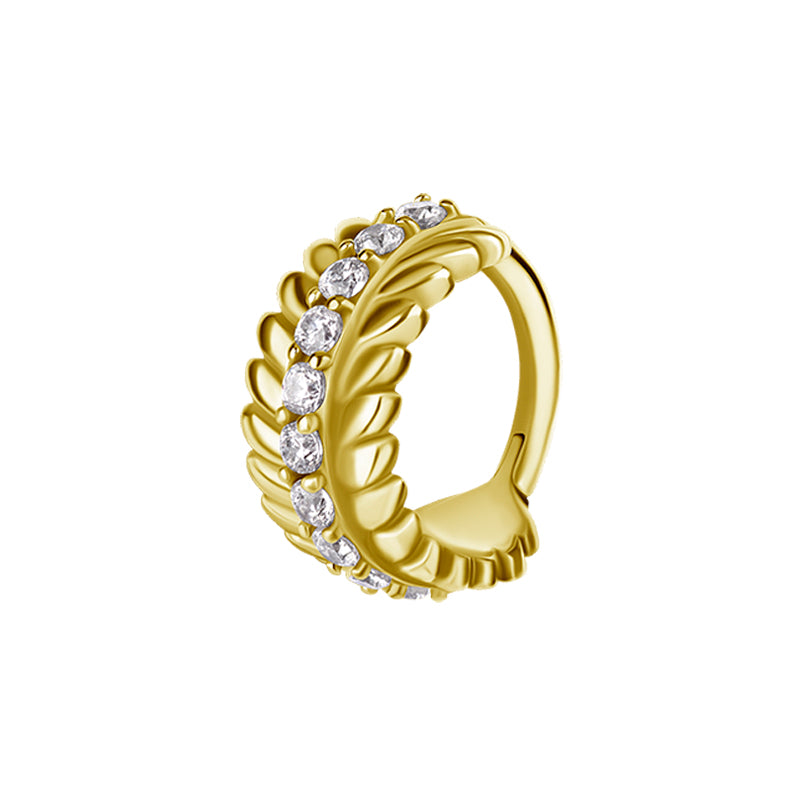 Nickel-Free Stainless Steel Click Ring - Zirconia Vine Gold