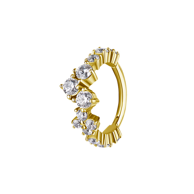 Nickel-Free Stainless Steel Click Ring - Zirconia Festive Gold