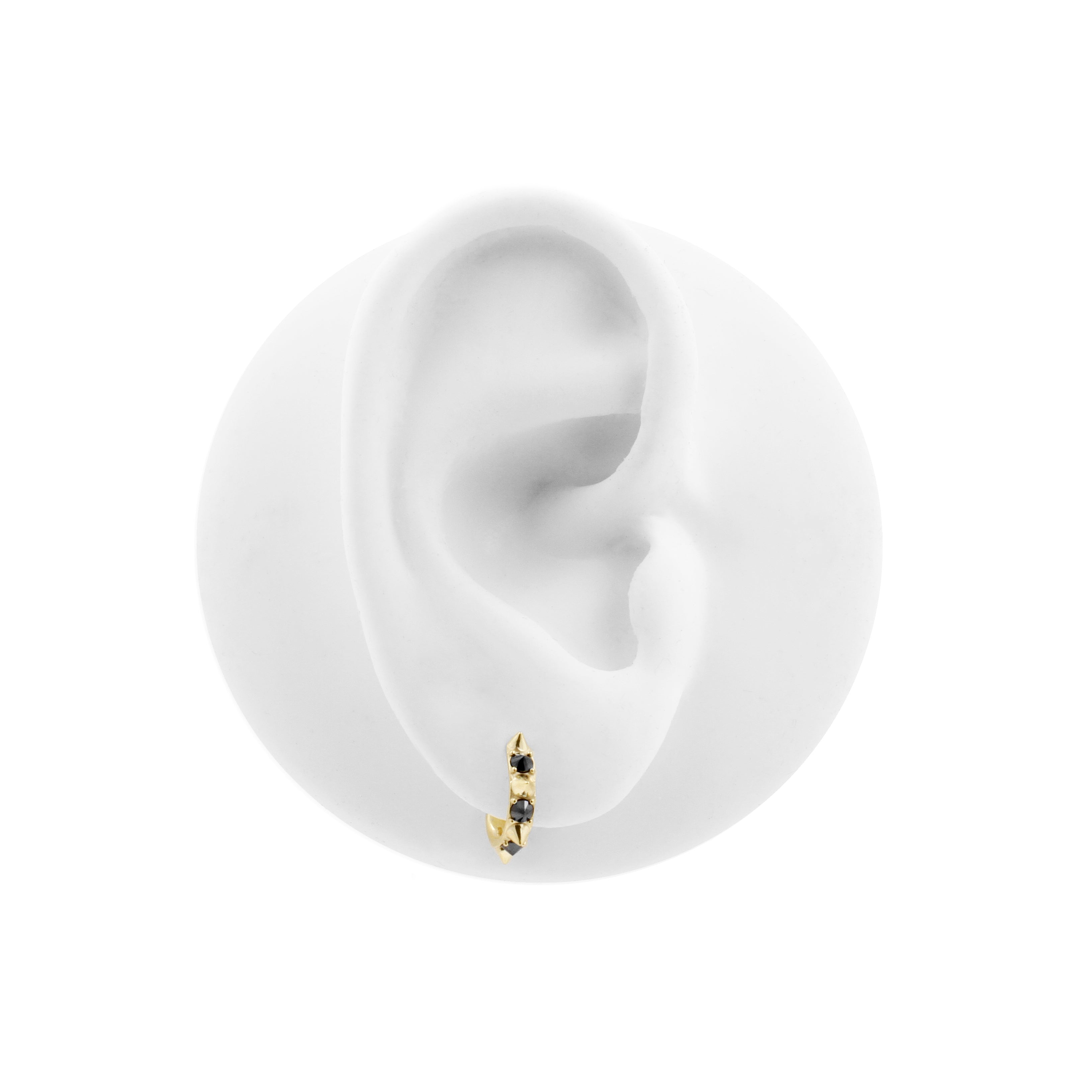 Nickel-Free Stainless Steel Click Ring - Zirconia Studs Gold