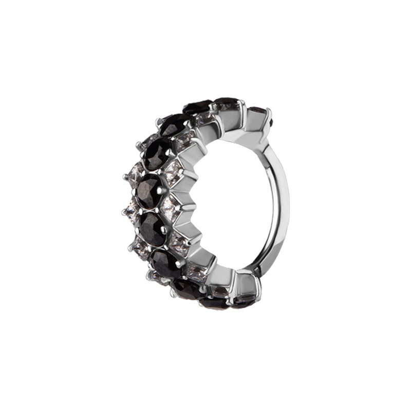 Nickel-Free Stainless Steel Click Ring - Zirconia Triple Silver