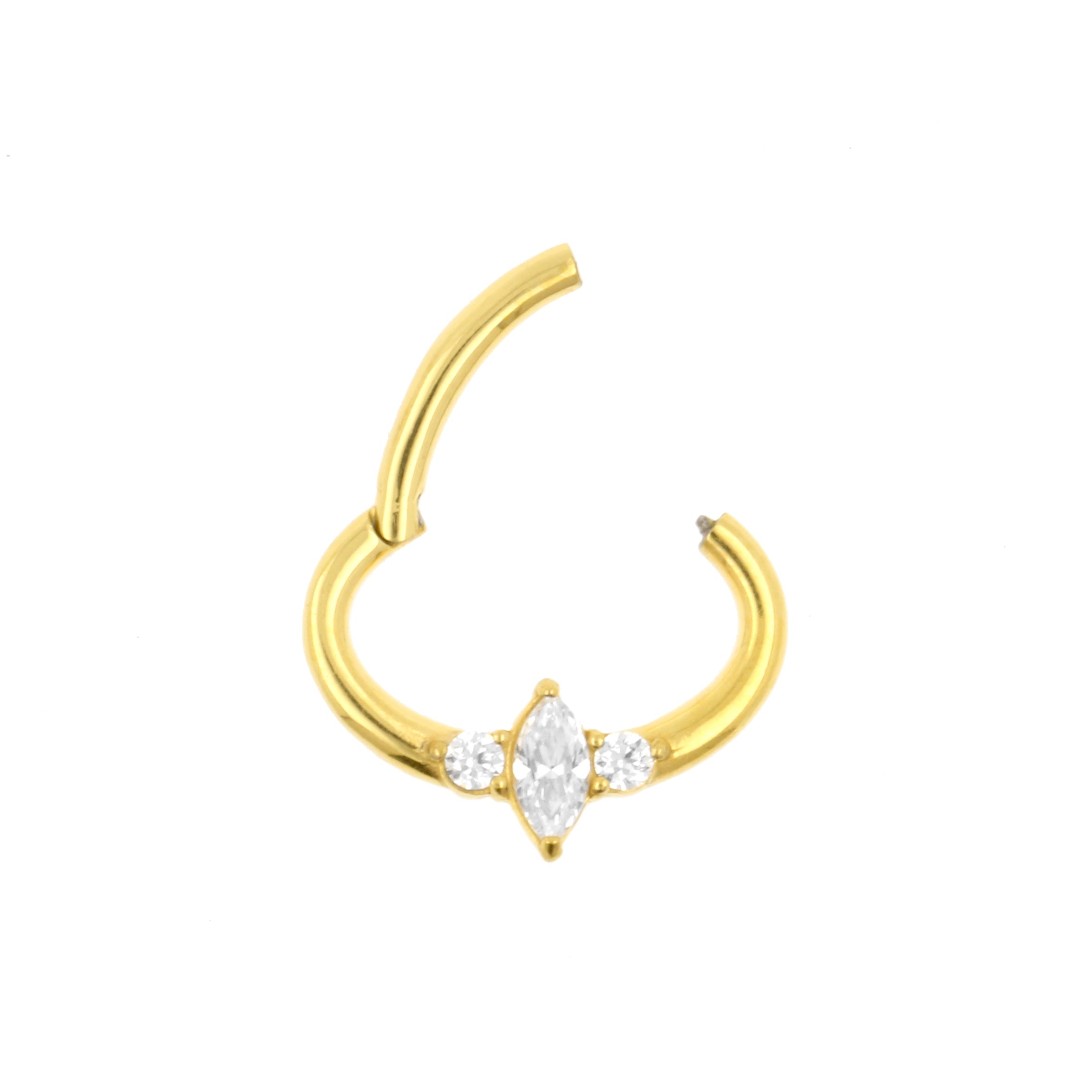 Surgical Steel Daith Clicker - Marquise Cluster Gold