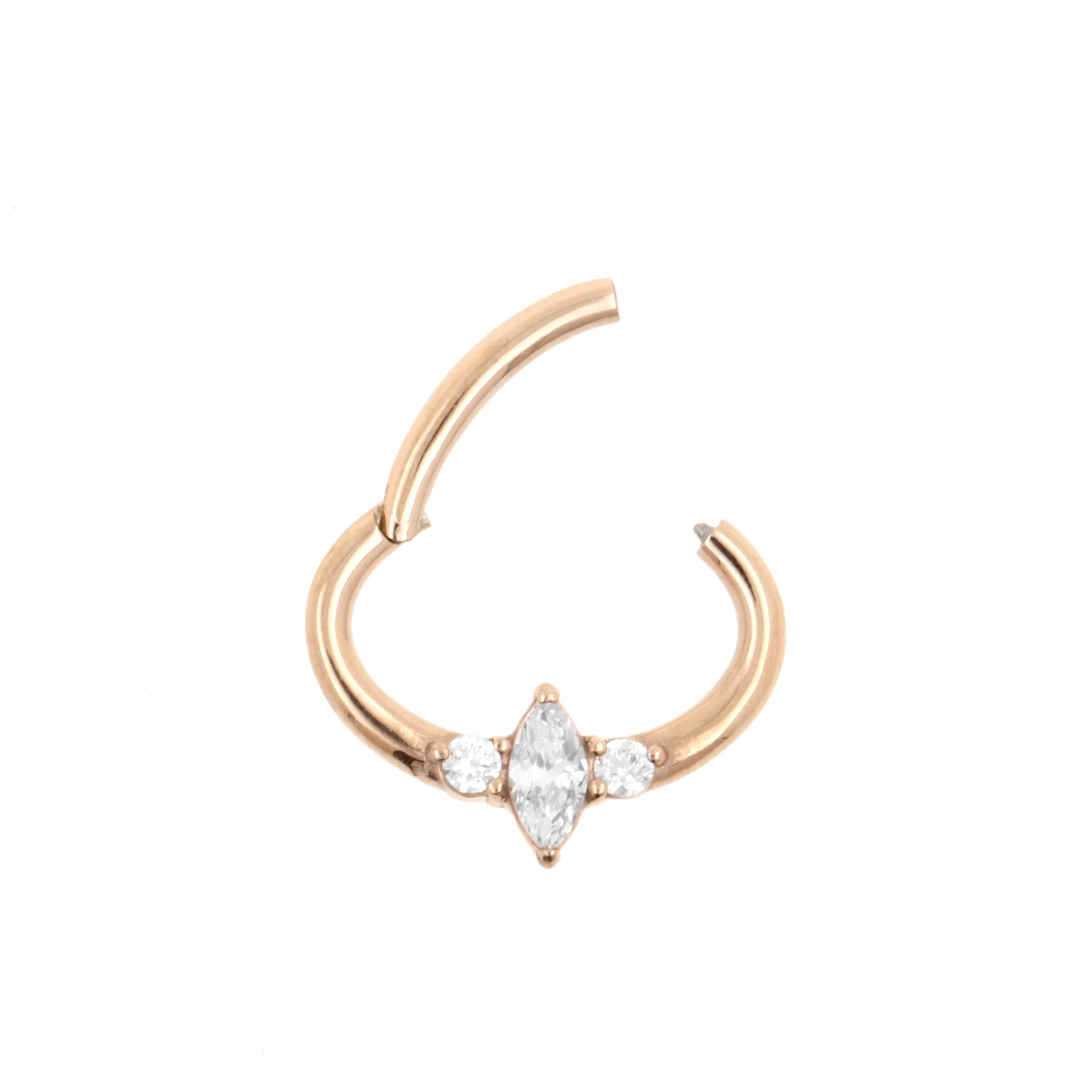 Surgical Steel Daith Clicker - Marquise Cluster Rose Gold