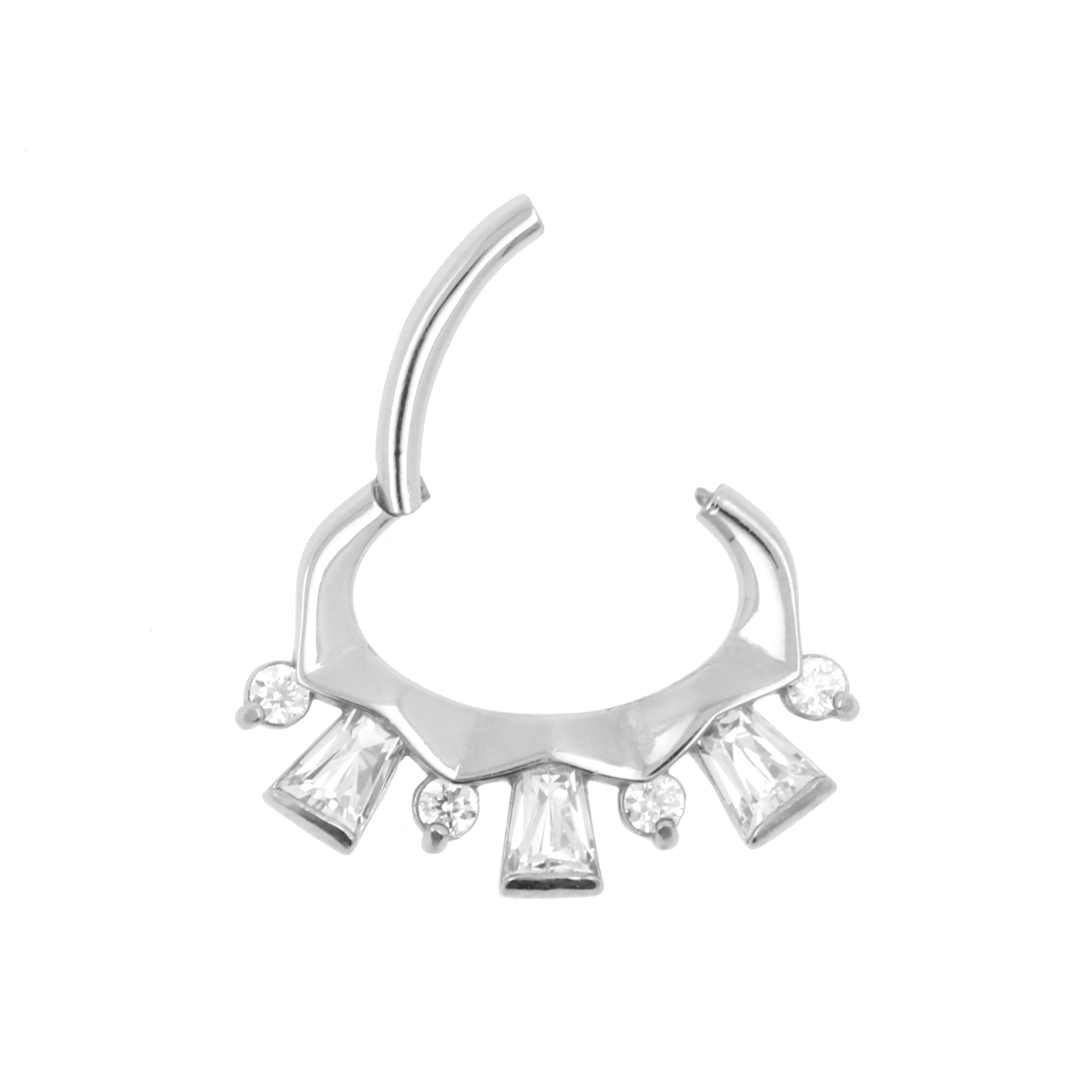 Surgical Steel Daith Clicker - Rectangle Crown Silver