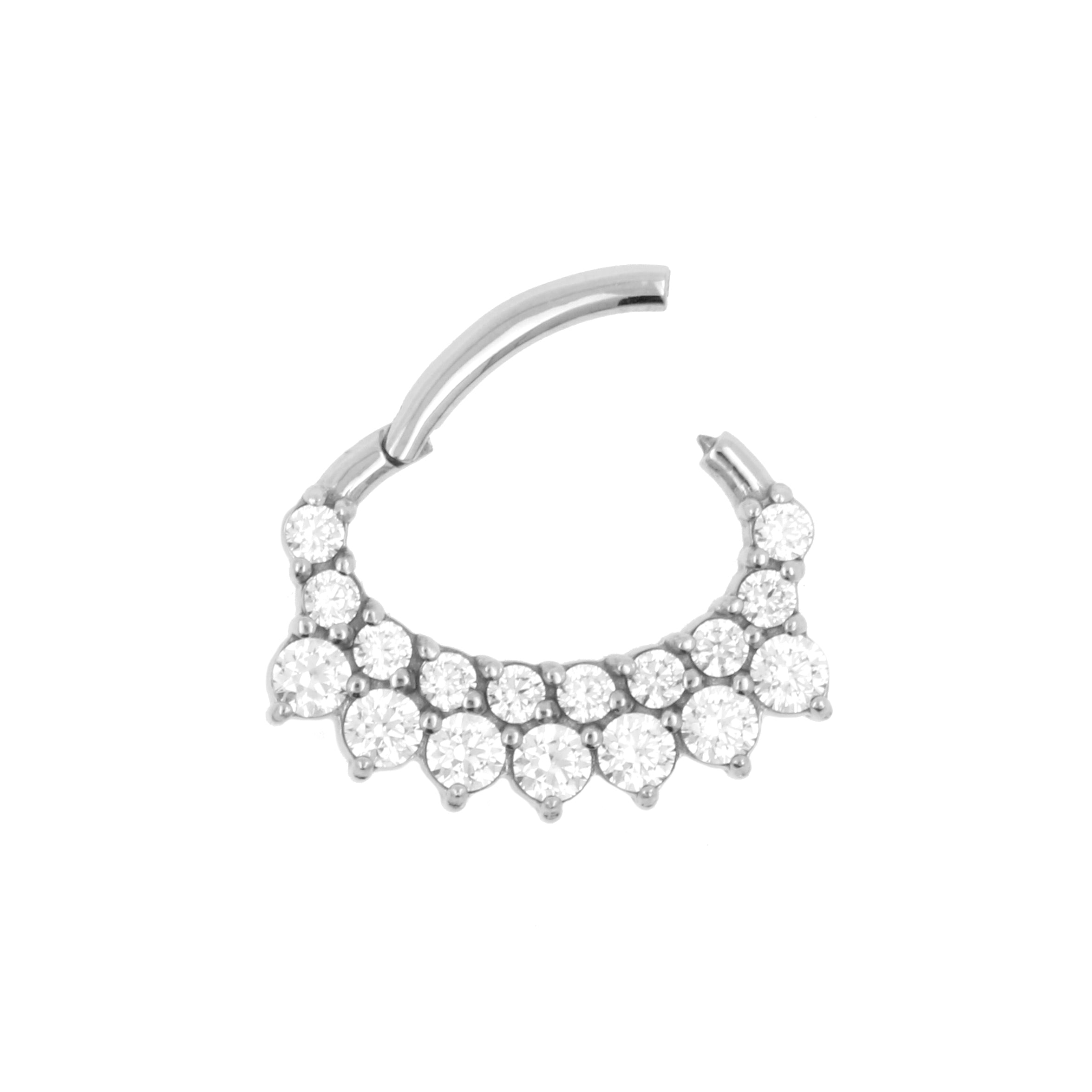 Surgical Steel Daith Clicker - Zirconia Crown Silver