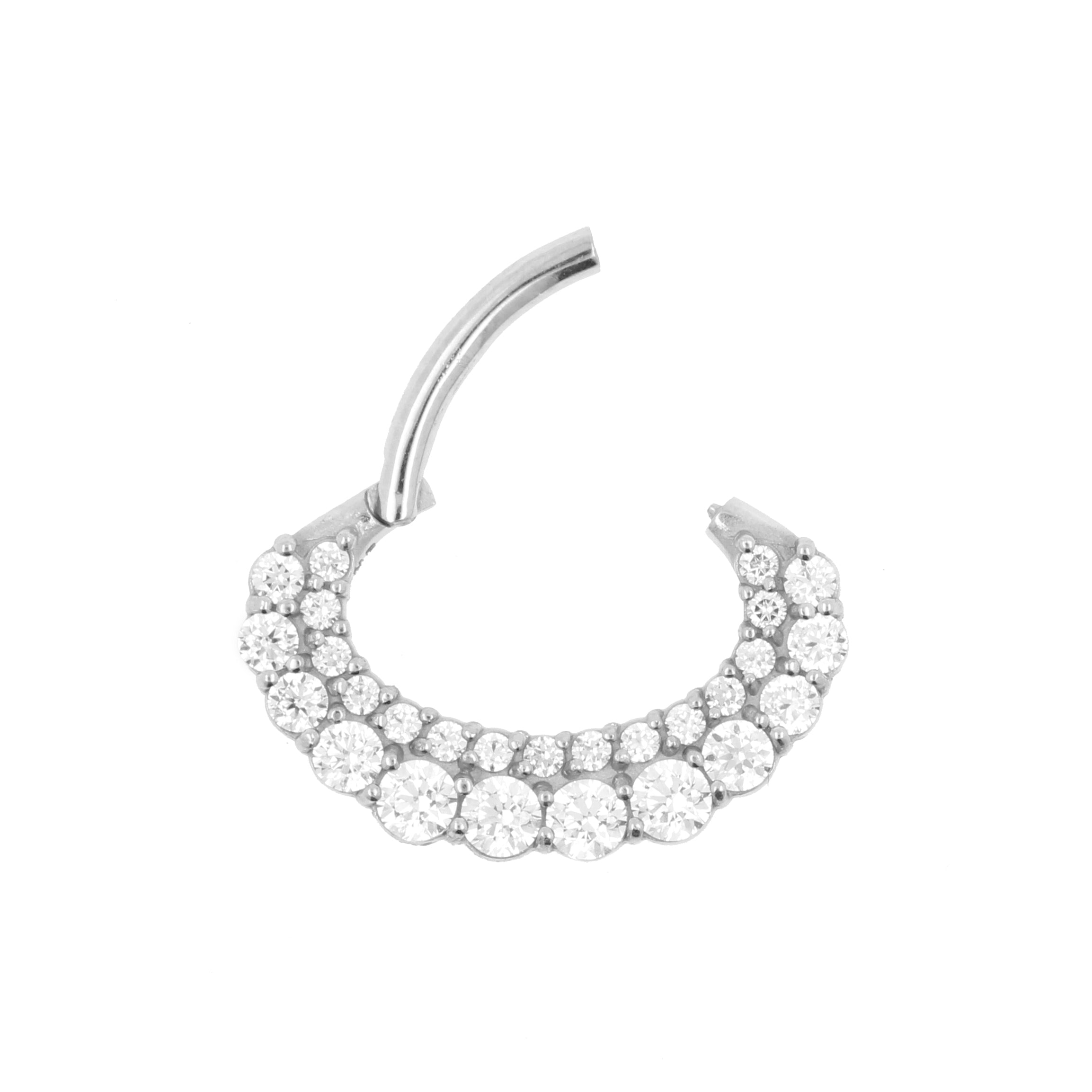 Nickel-Free Stainless Steel Daith Clicker - Double Zirconia Silver