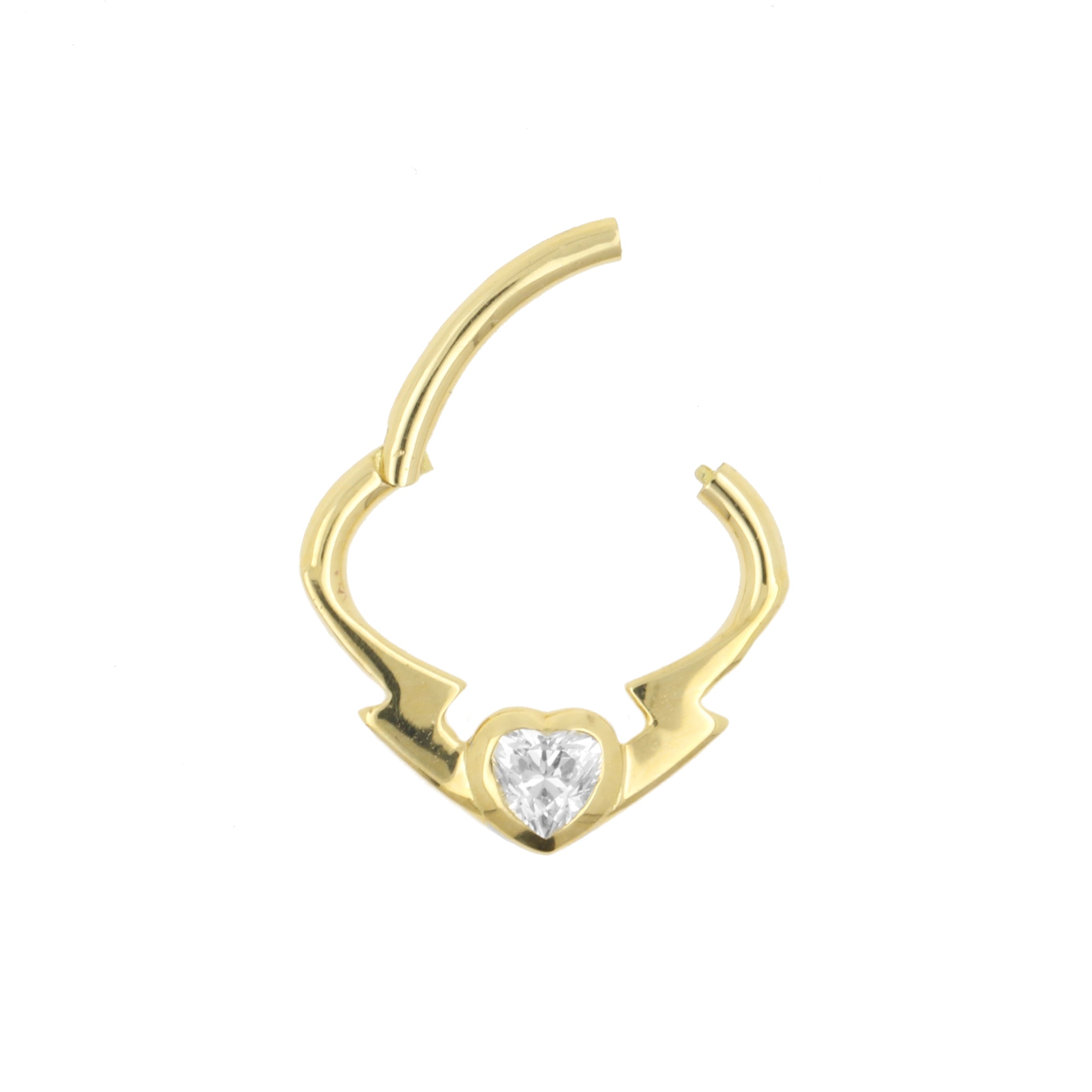 18 Karat Gold Daith Clicker - Heart Gold