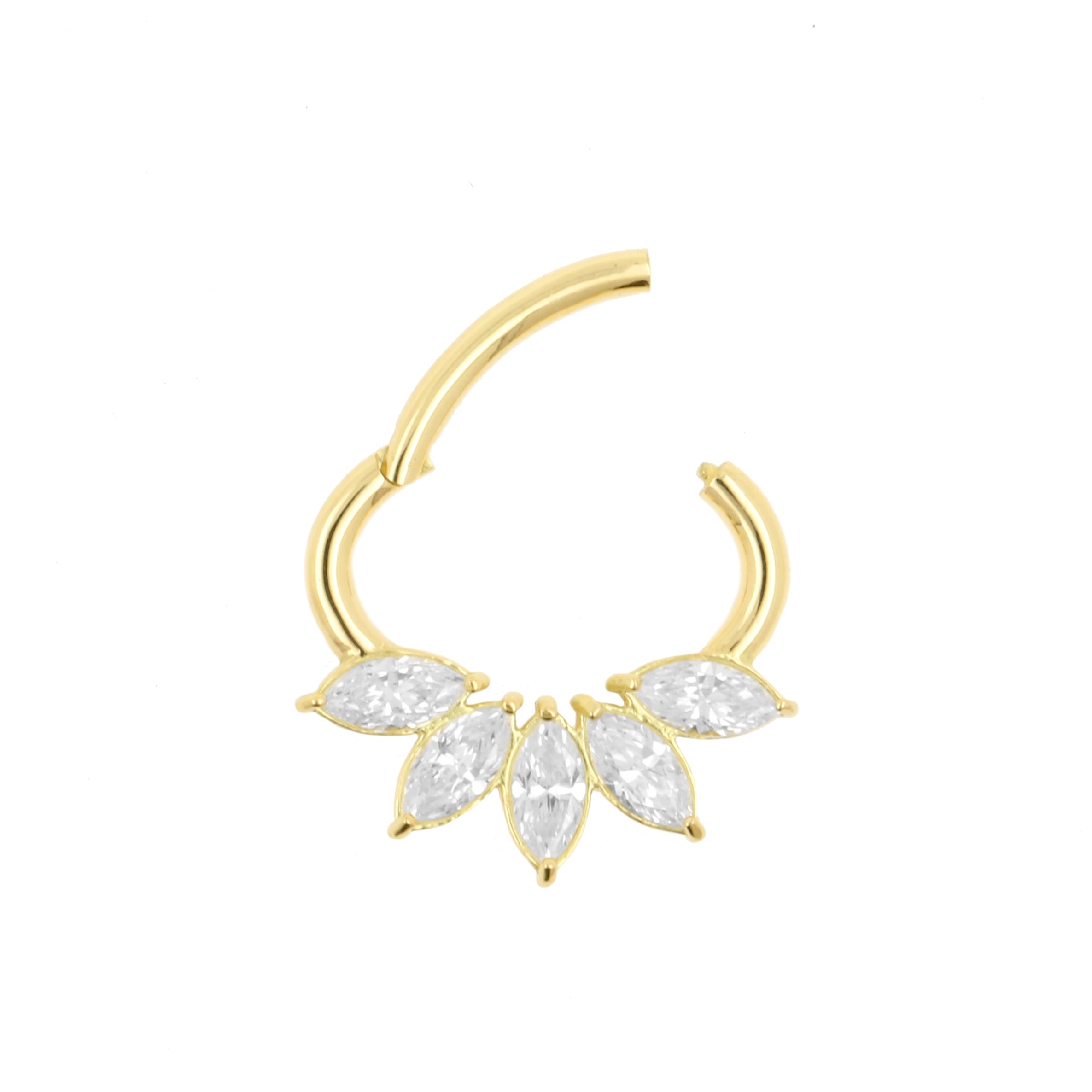 18 Karat Gold Daith Clicker - Marquise Flower Gold