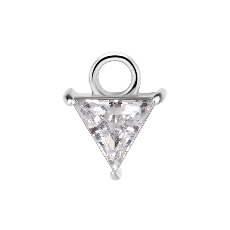 Nickel-Free Stainless Steel Click Ring Charm - Zirconia Triangle Silver