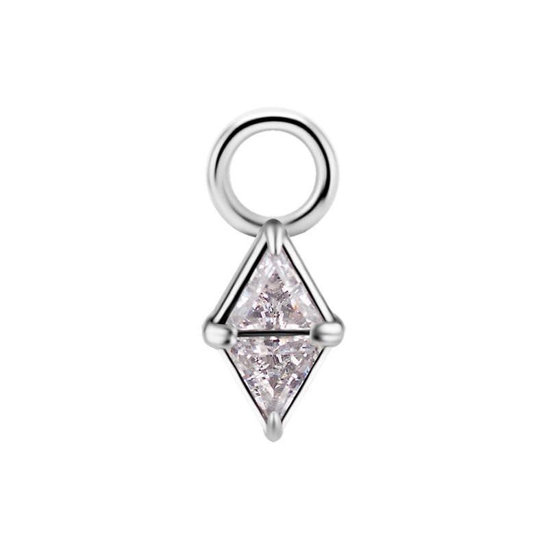 Nickel-Free Stainless Steel Click Ring Charm - Zirconia Diamond Silver