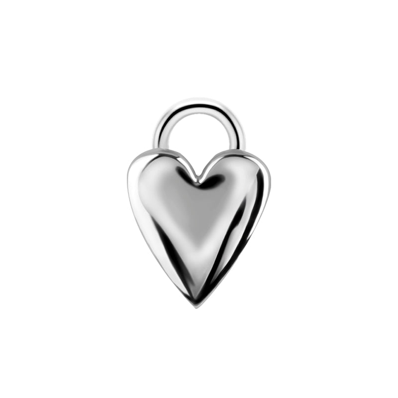 Nickel-Free Stainless Steel Click Ring Charm - Heart Silver