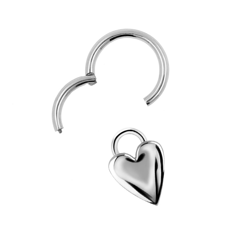 Nickel-Free Stainless Steel Click Ring Charm - Heart Silver