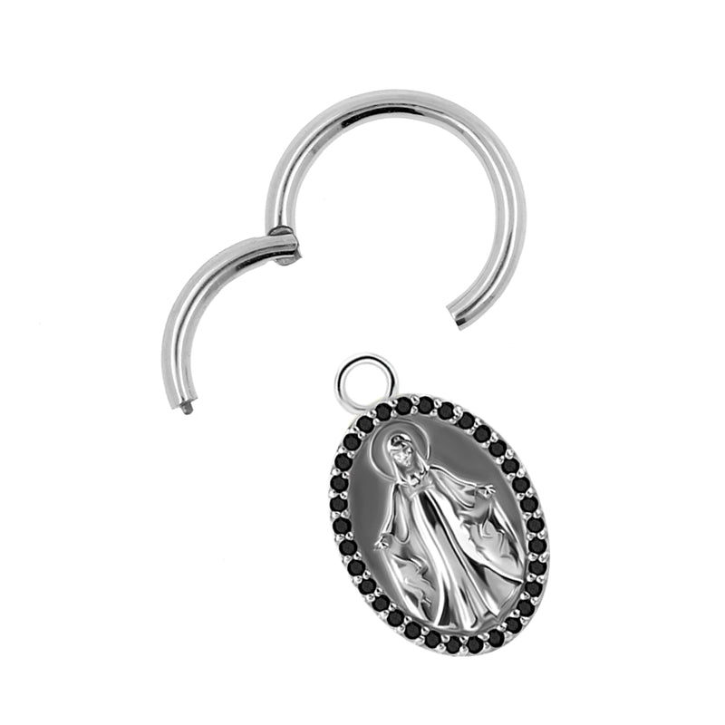 Nickel-Free Stainless Steel Click Ring Charm - Zirconia Maria Silver