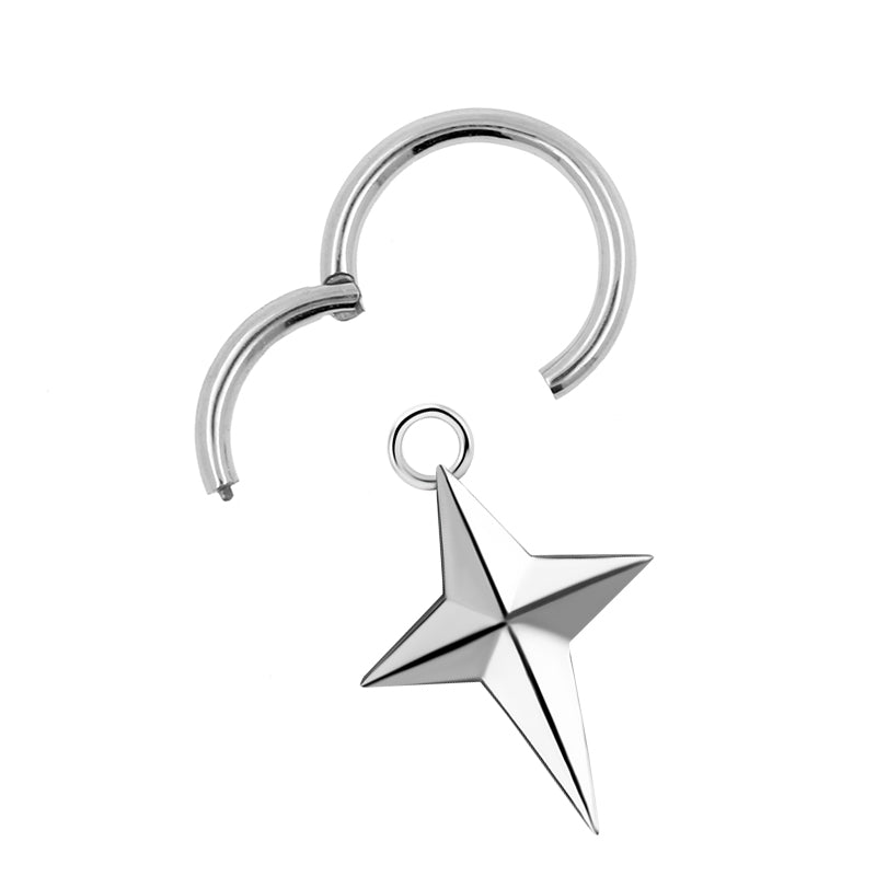 Nickel-Free Stainless Steel Click Ring Charm - Cross Silver