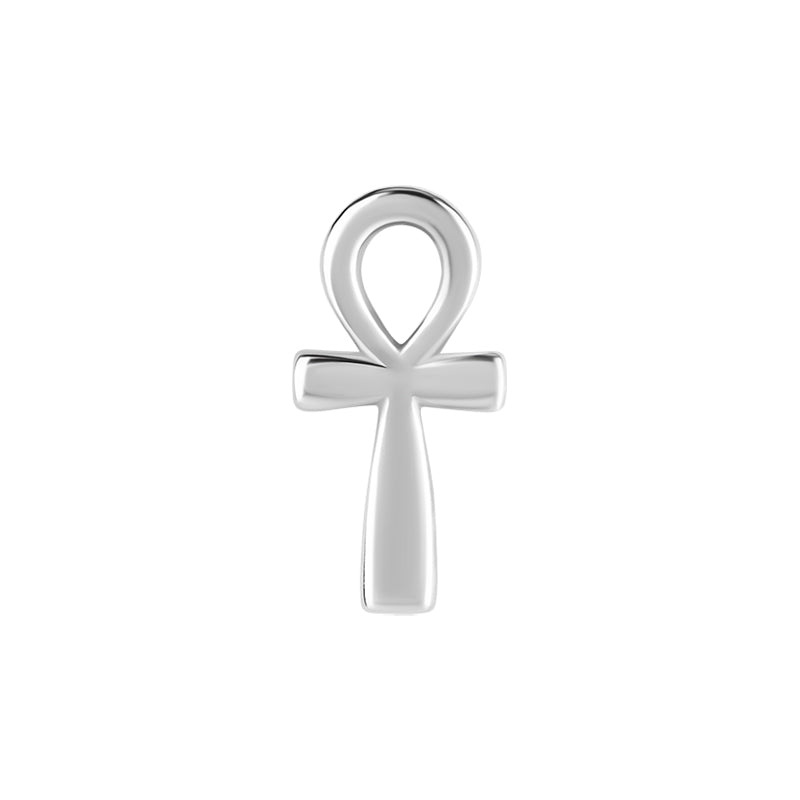 Nickel-Free Stainless Steel Click Ring Charm - Ankh Silver