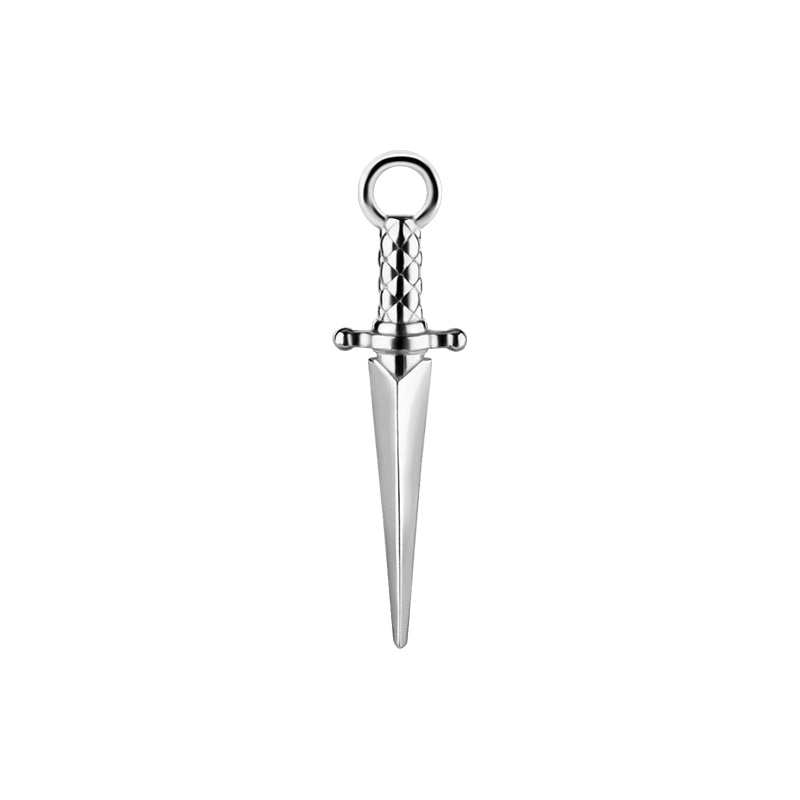 Nickel-Free Stainless Steel Click Ring Charm - Dagger Silver